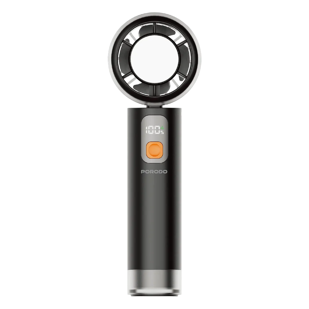 Porodo Lifestyle ChilloFlex Rechargeable Cooling Fan with LED Display - Black [O] - مروحة متنقلة - سرعات مختلفة - برودو -  كفالة 12 شهر