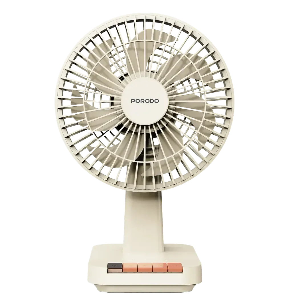 Porodo Lifestyle Chillo Core Desktop Fan with LED Display - Black [O] - مروحة متنقلة - 3 سرعات مختلفة + اضاءة - برودو -  كفالة 12 شهر