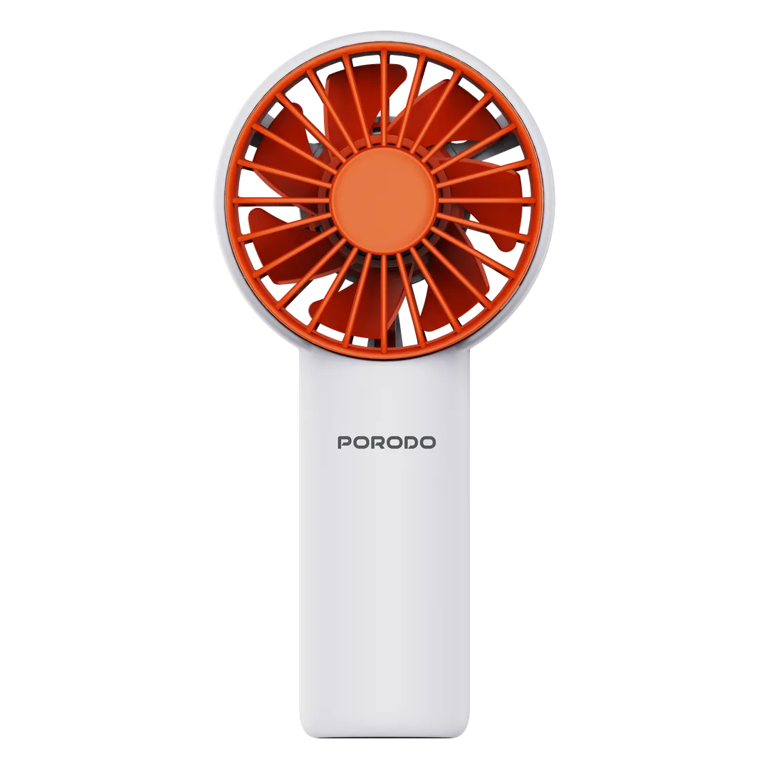 Porodo Lifestyle Chillo Rechargeable Handy Fan with 1200mAh Battery Capacity - White [O] - مروحة متنقلة - سرعات مختلفة - برودو -  كفالة 12 شهر