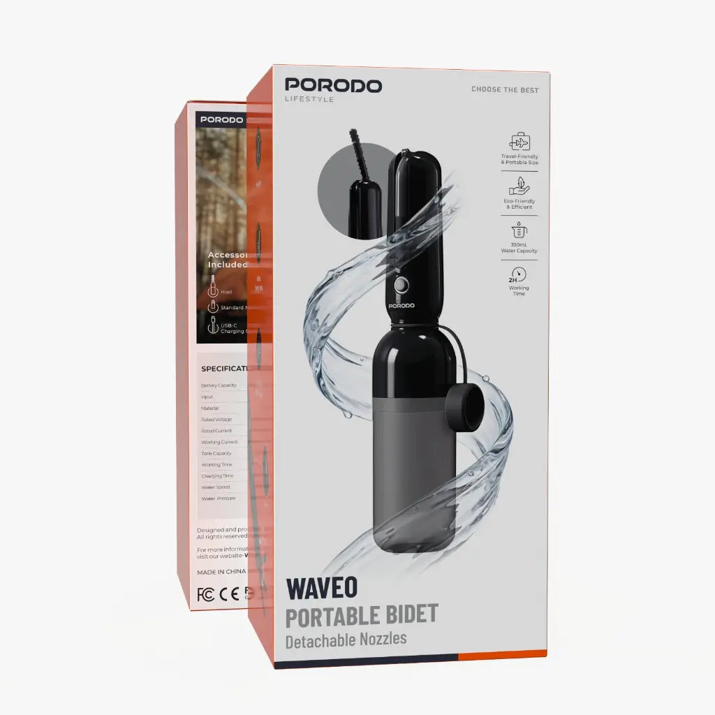 PORODO WAVEO PORTABLE BIDET - Black