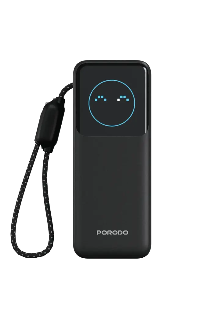 Porodo POLO II 20000mAh POWER BANK Built-in USB-C Cables - Black [O] - بطارية متنقلة - بورودو - سعة 20000 ملي أمبير - كيبل تايب سي مدمج - منفذ تايب سي - منفذ يو اس بي - قوة 100 واط - كفالة 12 شهر