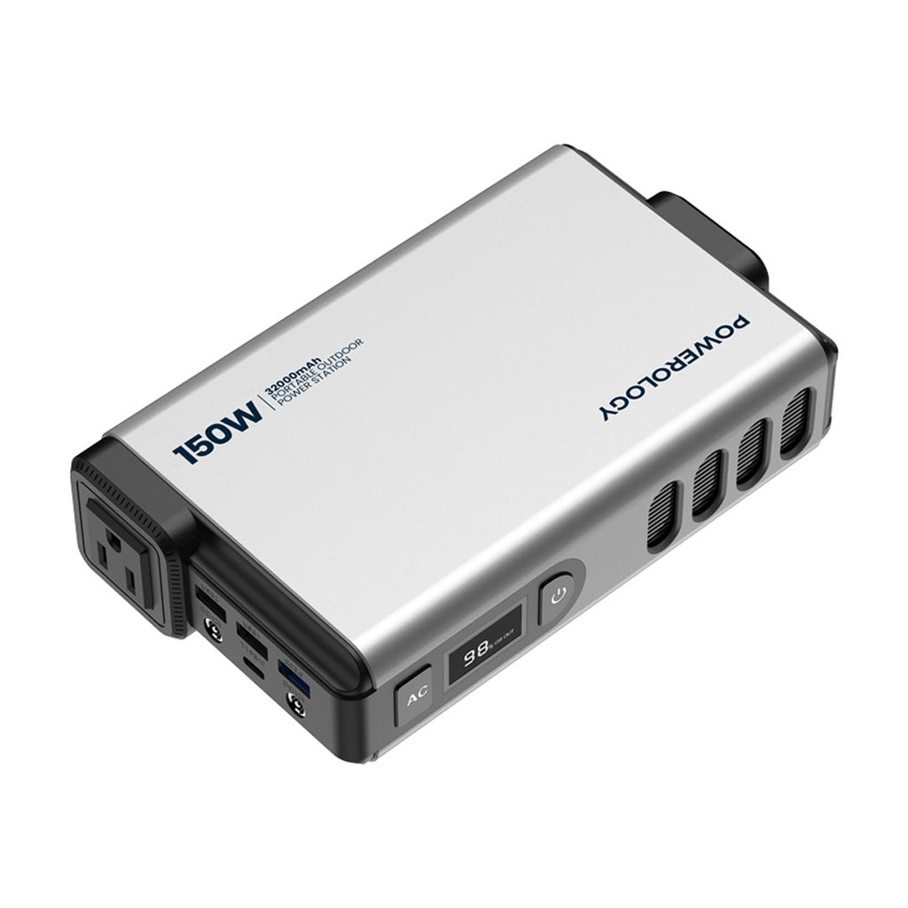 Powerology 32000mAh 150W Mini Power Station With AC Output [O] - باورولوجی بطارية محمولة بسعة 32000 مللي امبير وقوة 150 واط  - شاشة رقميه - كفالة 12 شهر