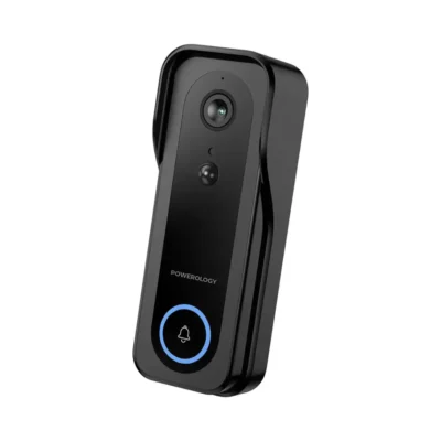 Powerology Smart Doorbell Camera - Black [O] -جرس باب لاسلكي + كاميرا + صوت سبيكر - باورولوجي - كفالة ٢٤ شهر