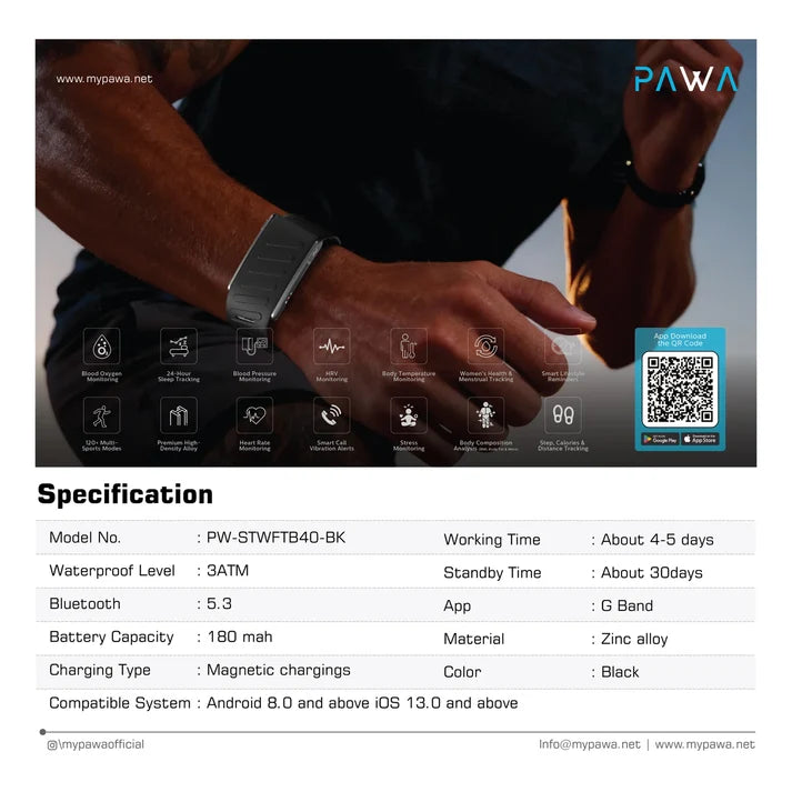 Pawa Riva Screenless Band With ECG Function