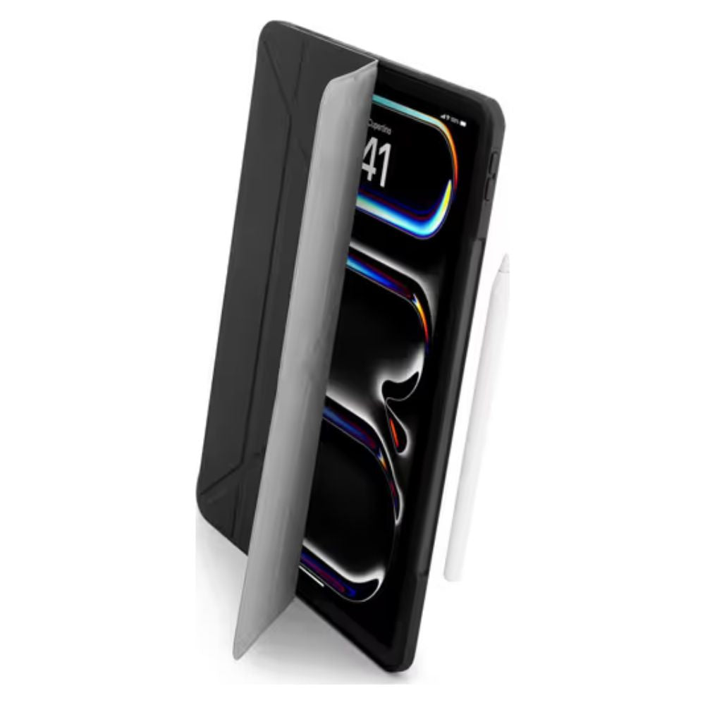 Pipetto Origami No.4 Slim Folio Case for iPad Pro 13" / 11" - M4/M5 (2024/2025) (Black) [C] - كفر ايباد + ستاند + مكان للقلم
