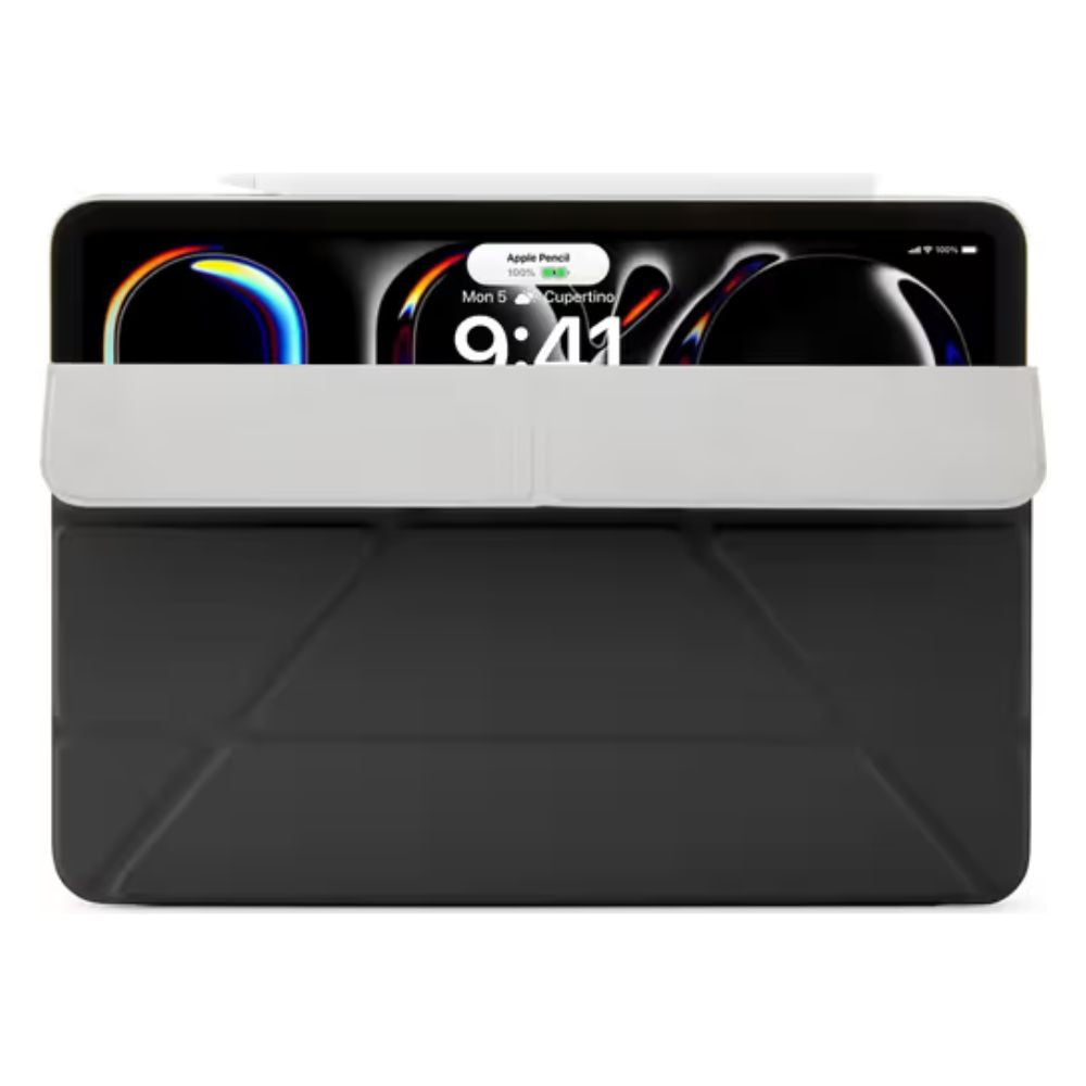 Pipetto Origami No.4 Slim Folio Case for iPad Pro 13" / 11" - M4/M5 (2024/2025) (Black) [C] - كفر ايباد + ستاند + مكان للقلم