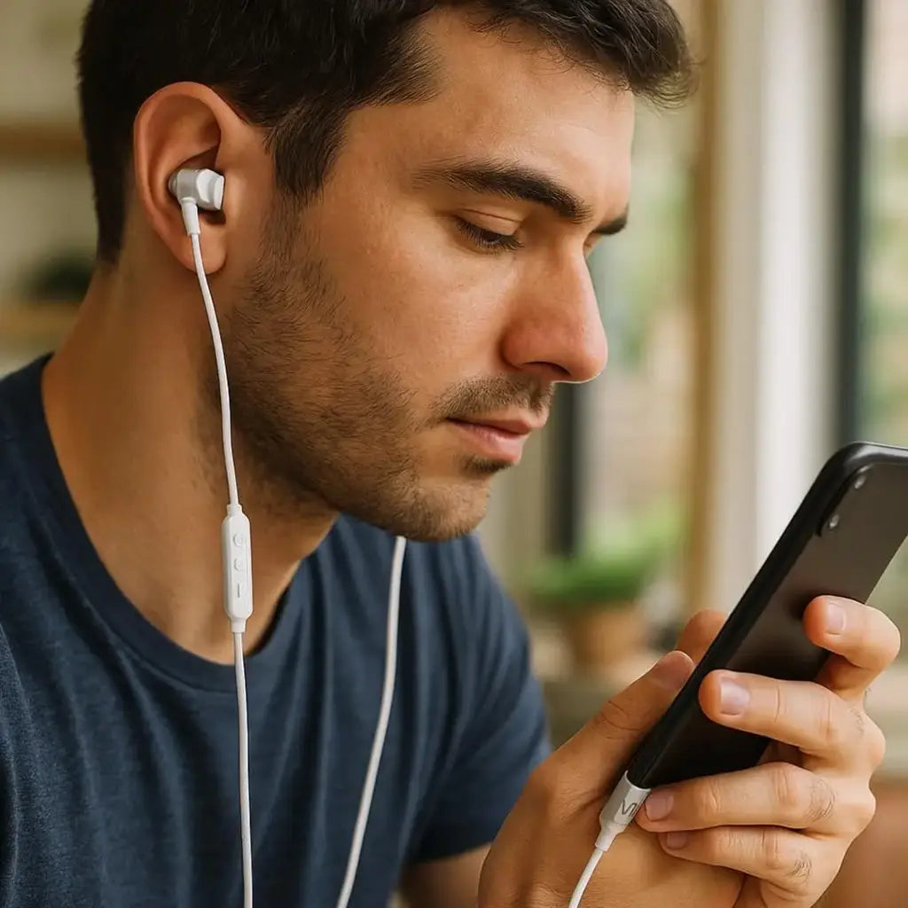 Porodo Soundtec Cron USB-C Stereo Earphones with Immersive Stereo Sound - White