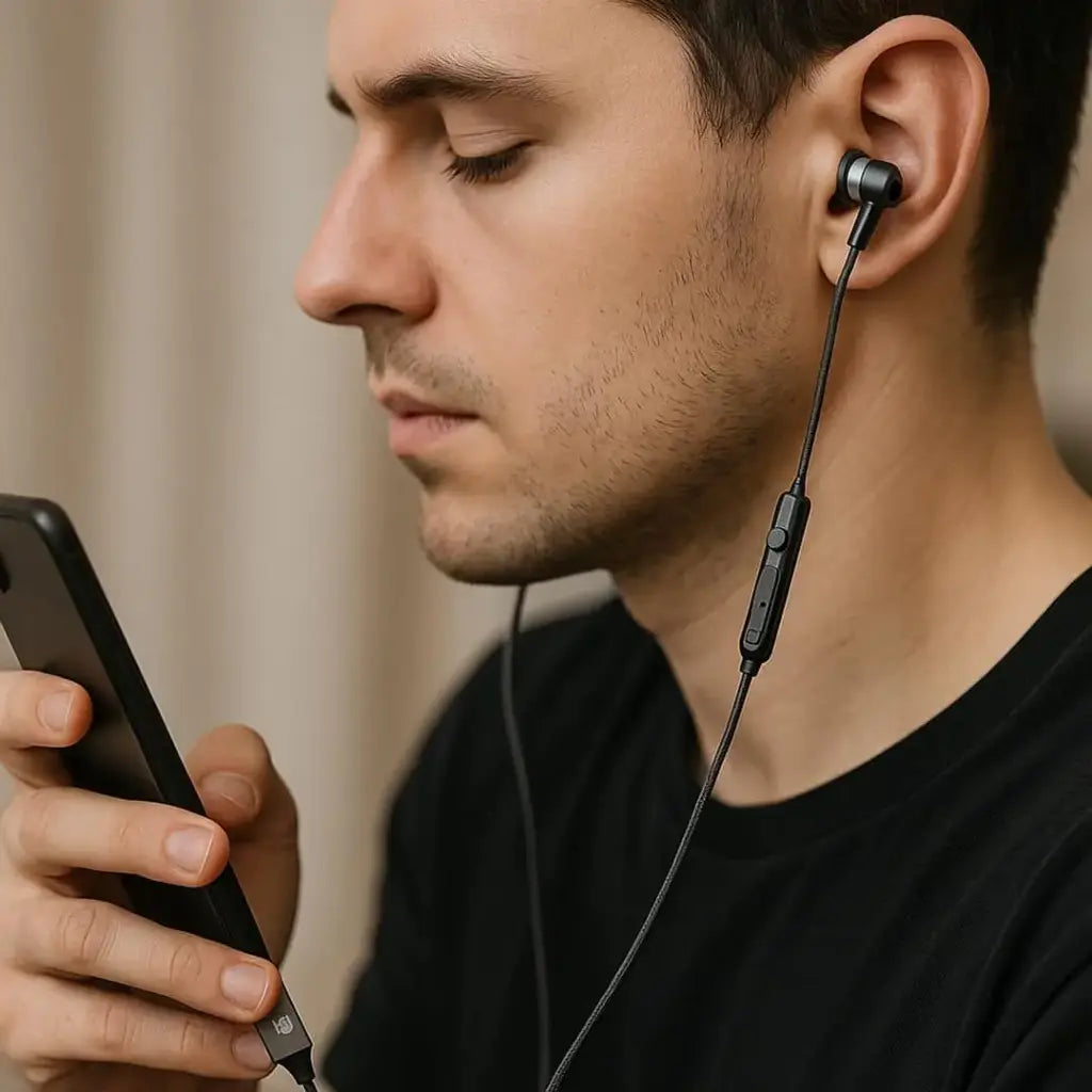 Porodo Soundtec Cron USB-C Stereo Earphones with Immersive Stereo Sound - Black