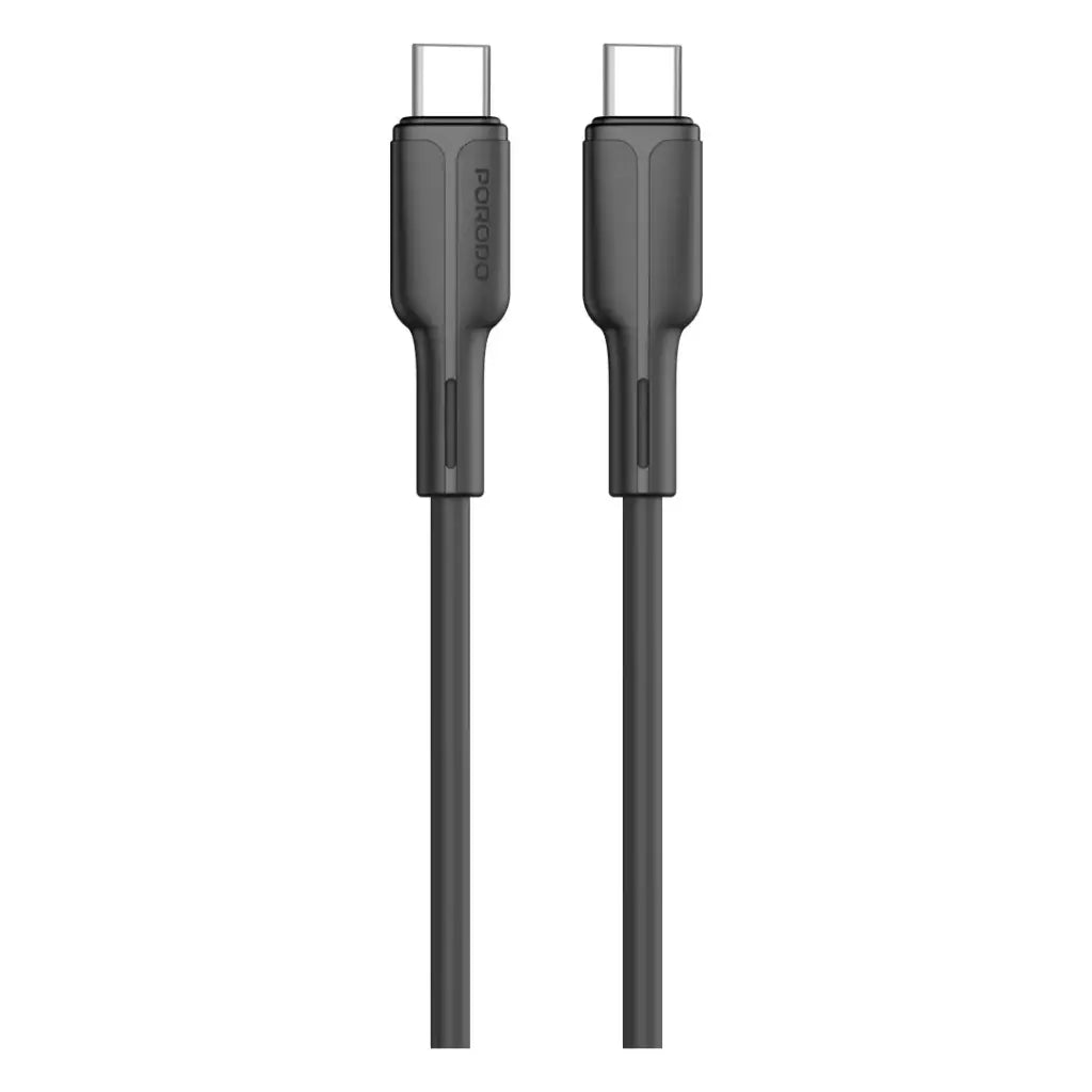 Porodo Tekto Dual USB Wall Adapter with Type-C Cable - Black