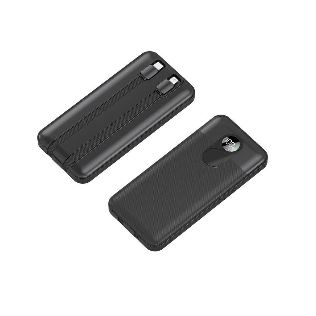 Porodo 10000mAh Powerbank Integrated Cable - Black