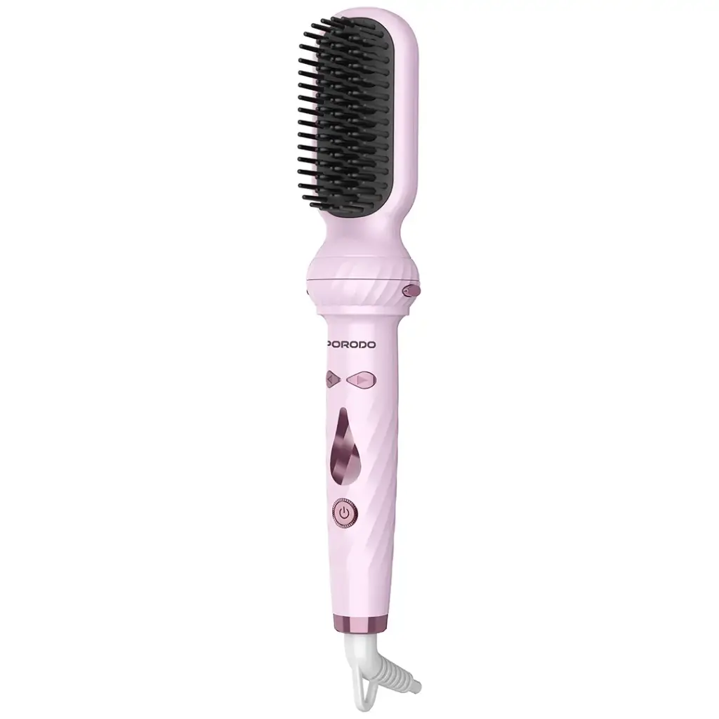 Porodo 5-In-1 Hair Styling Tool with Auto-Wrap Curling & Straightening - Pink