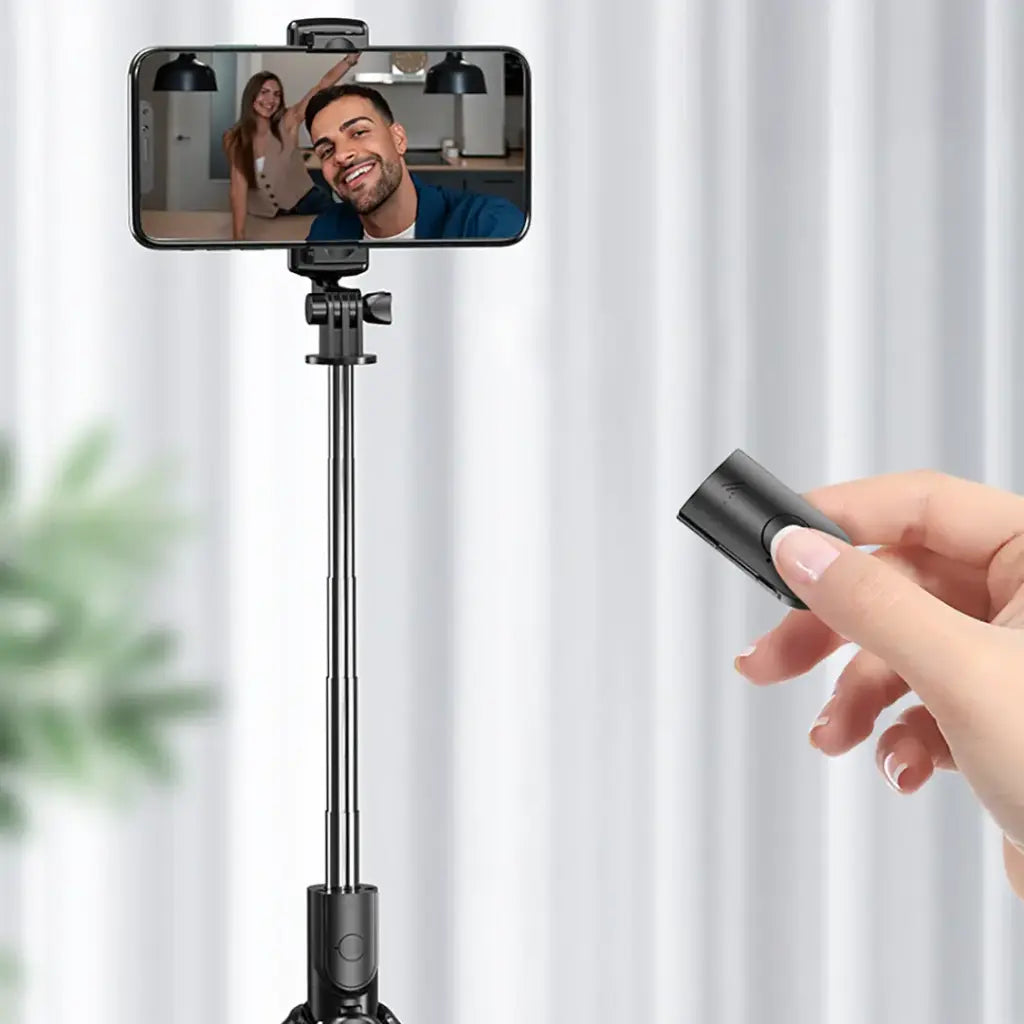 Porodo Blue FlexiTripod Selfie Stick with Foldable Tripod - Black