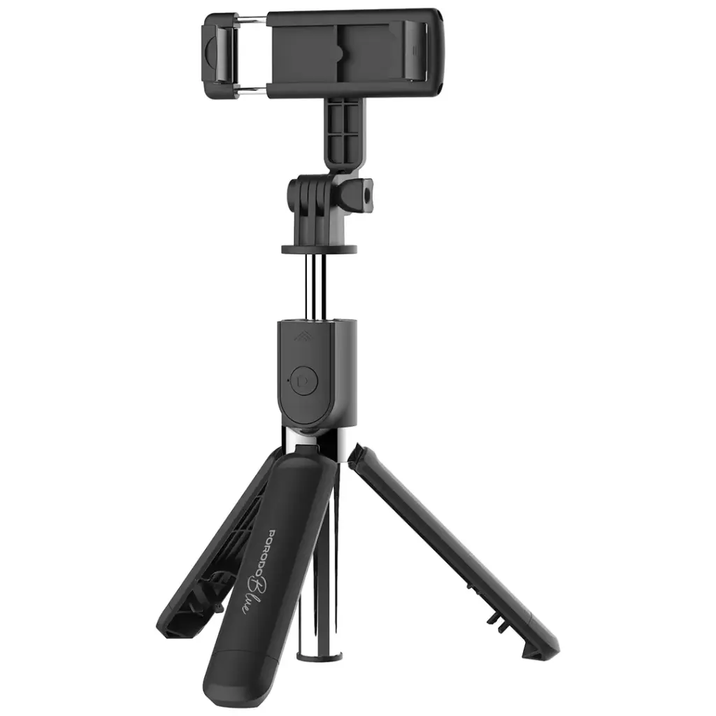 Porodo Blue FlexiTripod Selfie Stick with Foldable Tripod - Black
