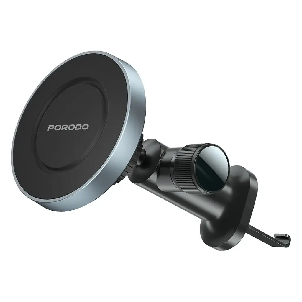 Porodo Dual Mount MagSafe Phone Holder - Black [O] - ستاند سيارة مناسب لجميع انواع الاجهزة - قاعدة لزق + فتحة تكييف - بورودو