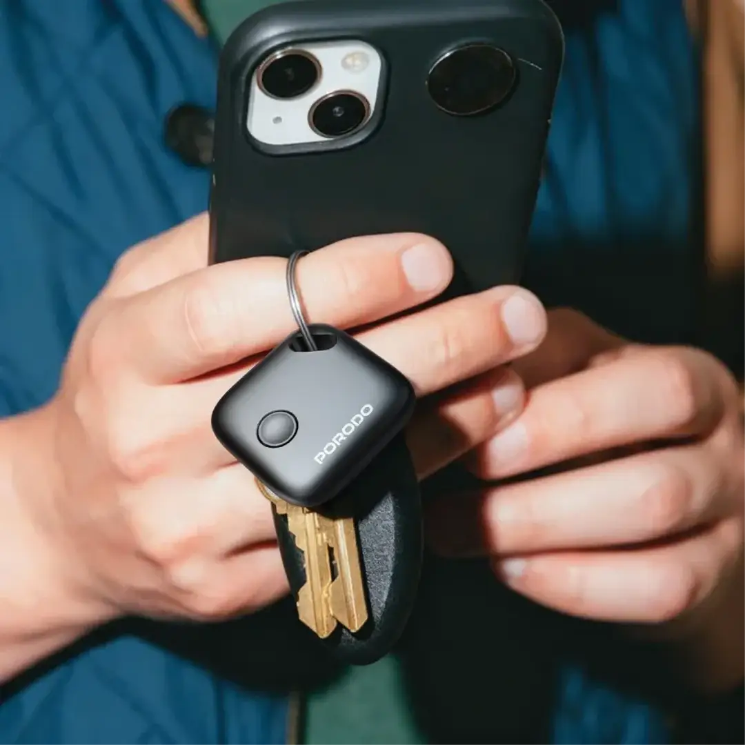 Porodo Findora Rechargeable Smart Tag with Real-Time Tracking & Alert System - Black [O] - قطعة تتبع مستلزماتكم الشخصية - معتمدة من ابل - كفالة 24 شهر
