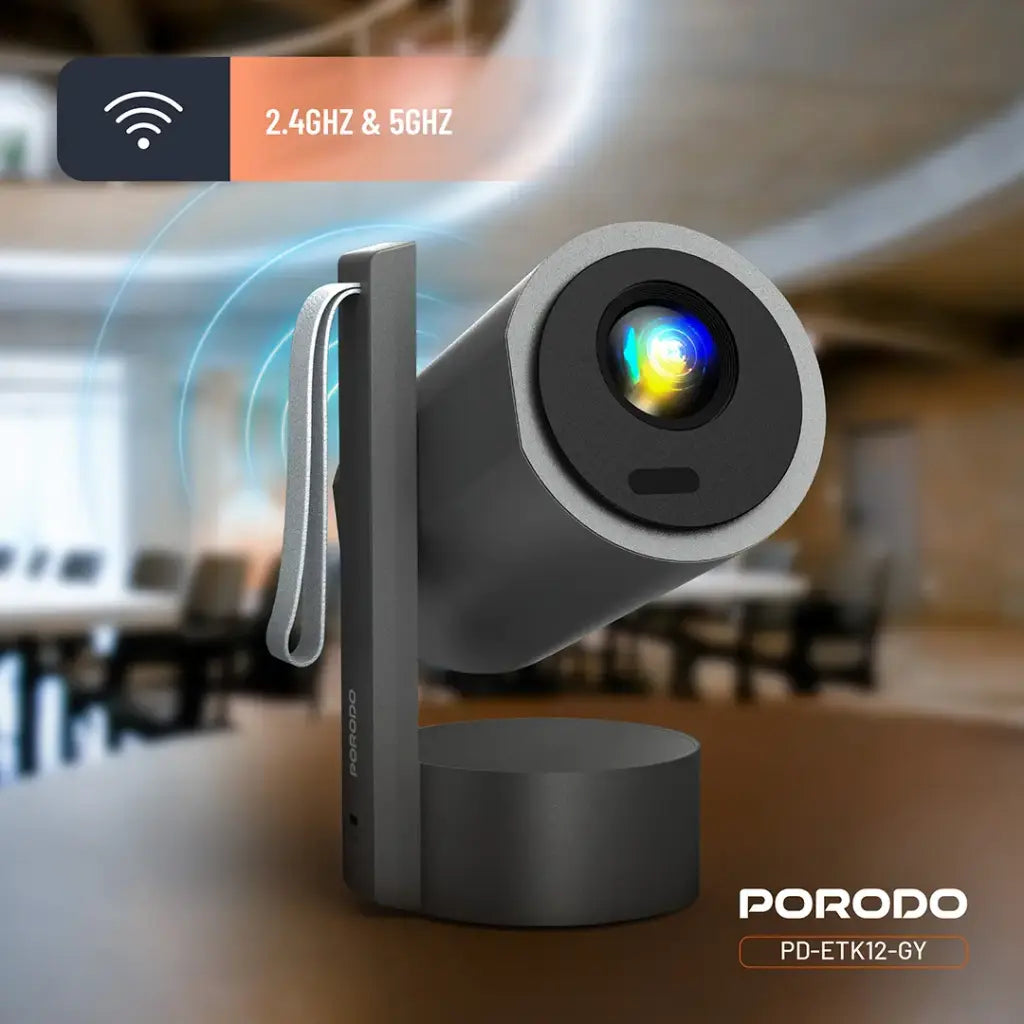 Porodo Full HD Smart Projector - Gray [O] - بروجكتور متنقل + بطارية تدوم حتى 2 ساعة شغل متواصل - كفالة 12 شهر