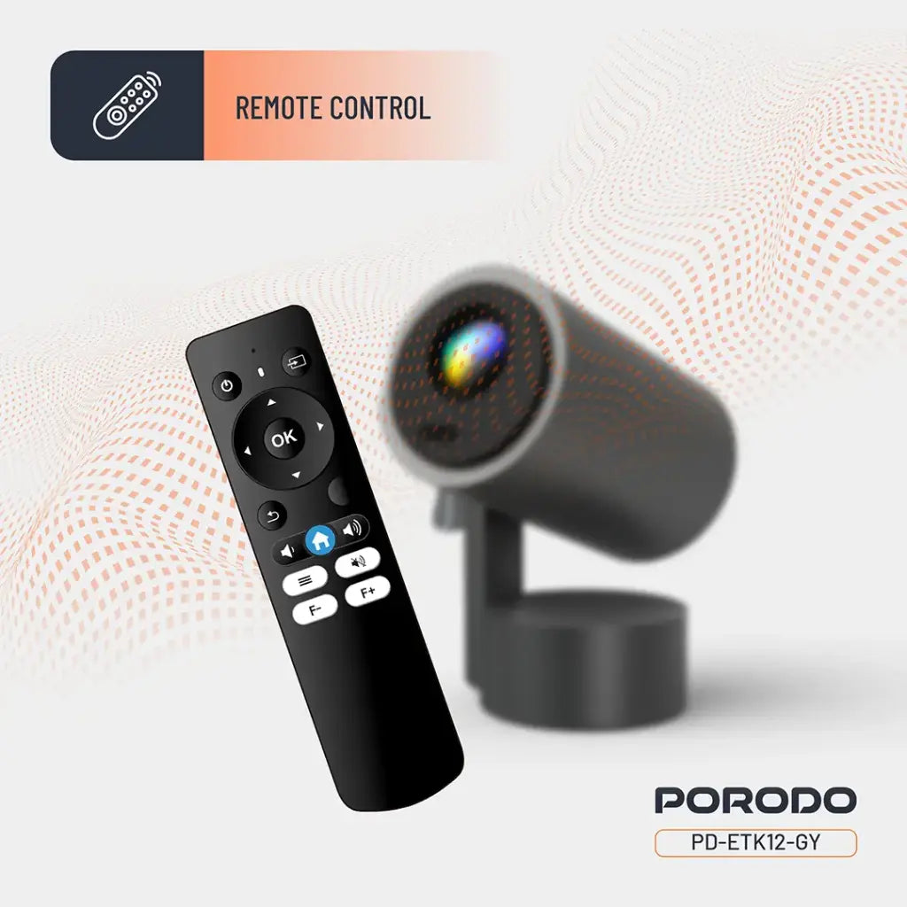 Porodo Full HD Smart Projector - Gray [O] - بروجكتور متنقل + بطارية تدوم حتى 2 ساعة شغل متواصل - كفالة 12 شهر