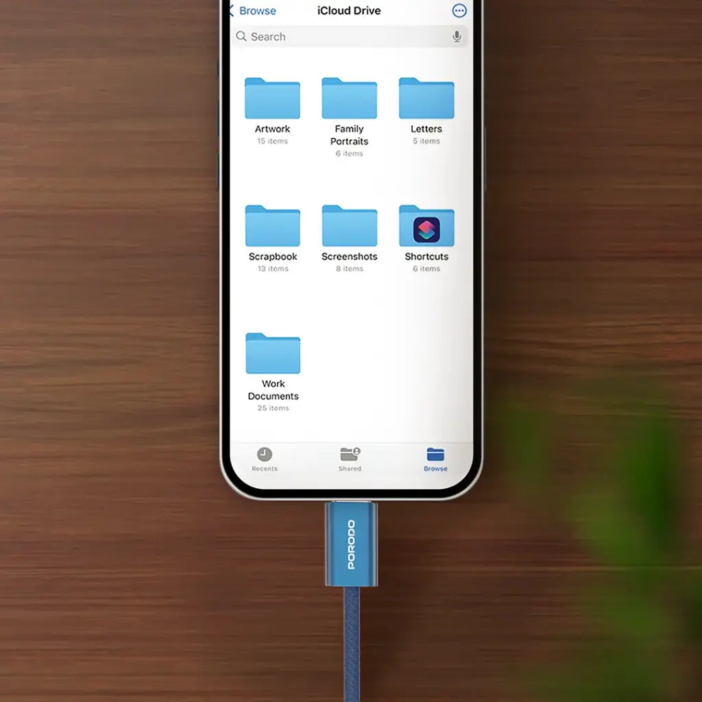 Porodo High-Speed USB-C Braided Cable Charging & Data Transfer - Blue