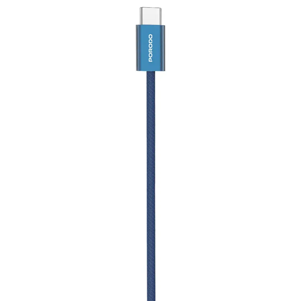 Porodo High-Speed USB-C Braided Cable Charging & Data Transfer - Blue