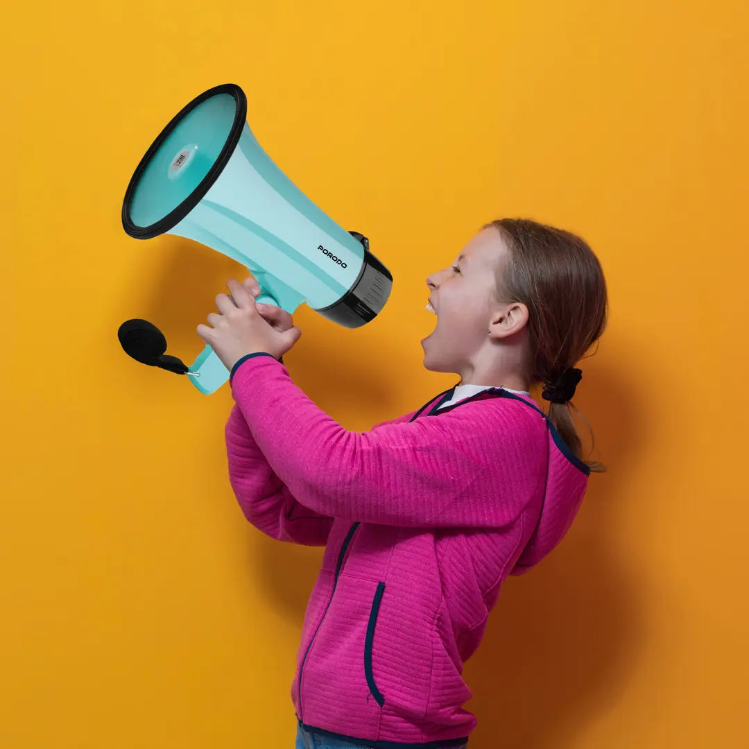 Porodo Kids Megaphone - Sky Blue [O] - ميكروفون - مكبر صوت للأطفال - بورودو - كفالة 24 شهر