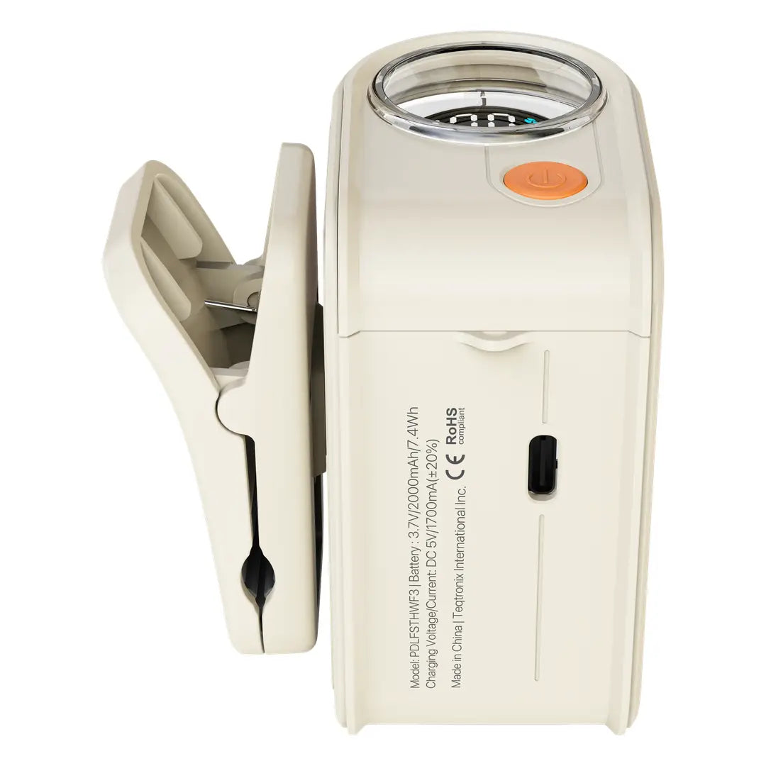 Porodo Lifestyle Chillo Clip Electric Wearable Neck Clip Fan with Adjustable Wind Speed - Beige [O] - مروحة متنقلة - سرعات مختلفة - مشبك تثبيت - برودو -  كفالة 12 شهر