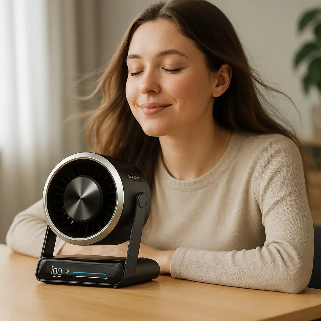 Porodo Lifestyle Chillo Core Desktop Fan with LED Display - Black - مروحة متنقلة - سرعة تبريد عالية - برودو -  كفالة 12 شهر