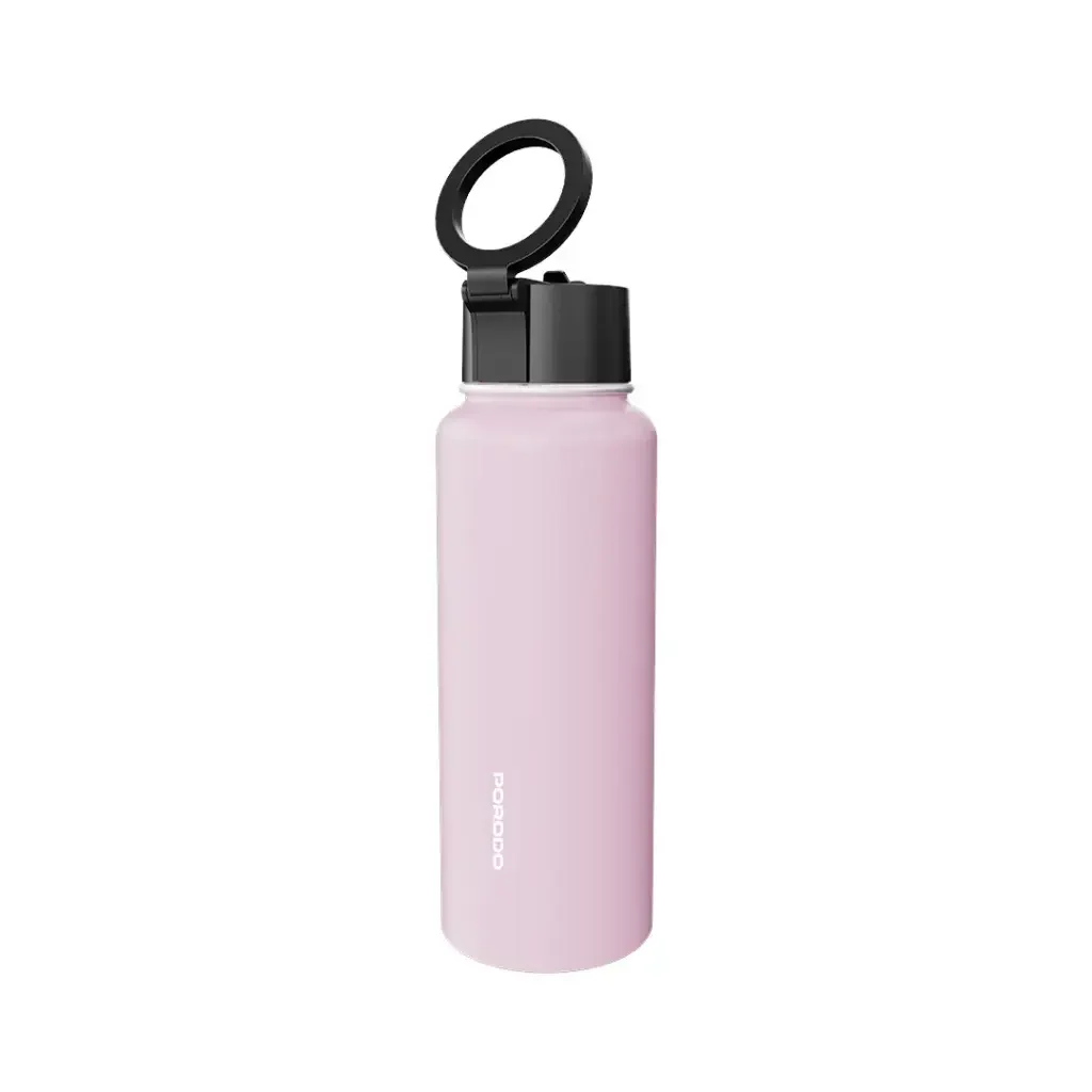 Porodo Lifestyle Magnetic Mount Water Bottle - Pink 1L- مطارة حافظة للحرارة - ستاند ماغ سيف - بورودو