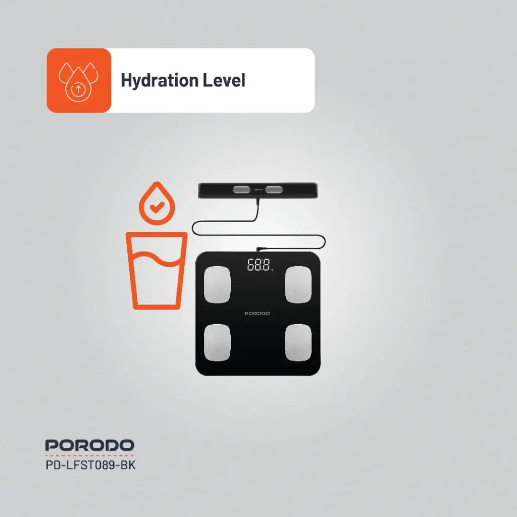 Porodo Lifestyle Precise Analysis Smart Scale - Black - ميزان ذكي - بورودو - كفالة 24 شهر