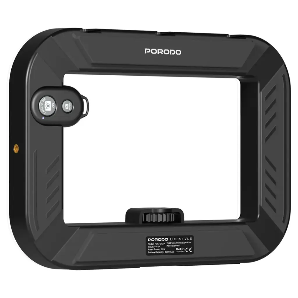 Porodo Lifestyle RingLight with Tripod (Black) [O]- اضاءة - للتصوير - متوافقة مع جميع الاجهزة