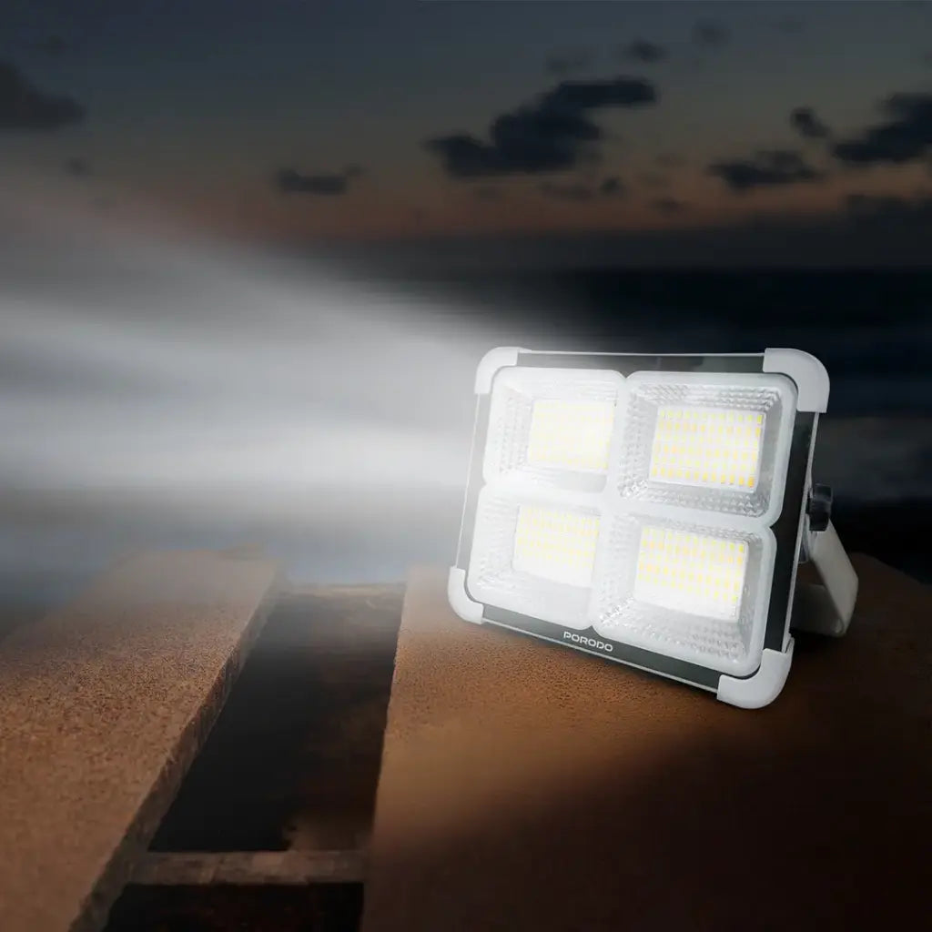 Porodo Lifestyle Sunlite Solar-Powered Rechargeable Outdoor LED Light - Grey [O]- مصباح  خارجي بالطاقة الشمسية وإعادة الشحن - كفالة 24 شهر