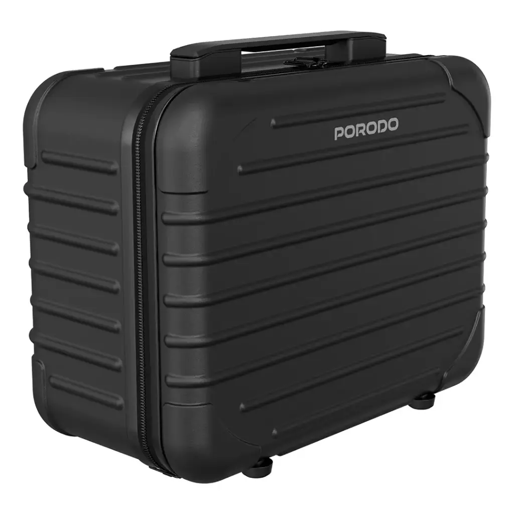 Porodo Lifestyle Travel Makeup Bag with Detachable LED Mirror - Black [O] - حافظة مكياج السفر من  مع مرآة قابلة للفصل - أسود - كفالة 24 شهر