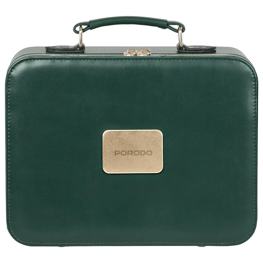 Porodo Lifestyle Travel Makeup Bag with Detachable LED Mirror - Green [O] - حافظة مكياج السفر من  مع مرآة قابلة للفصل - كفالة 24 شهر