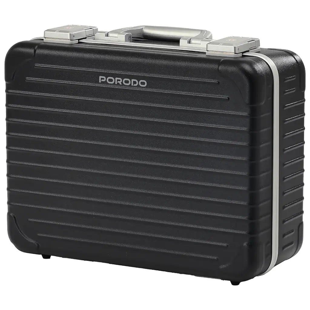 Porodo Lifestyle Travel Makeup Case with Detachable LED Mirror - Black [O] - حافظة مكياج السفر من  مع مرآة قابلة للفصل - أسود - كفالة 24 شهر