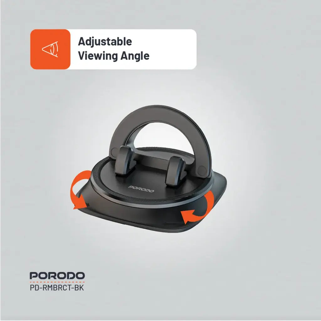 Porodo Rotatable Mobile Phone Bracket - Black [O]- ستاند سيارة + مكتب مناسب لجميع انواع الاجهزة - بورودو