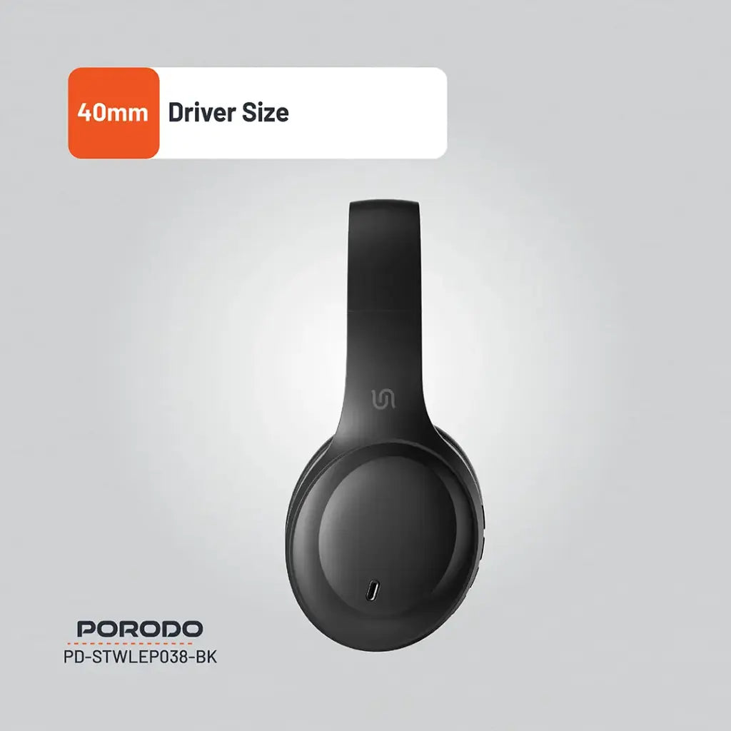 Porodo Soundtec PRIMO Wireless Headphone - Black