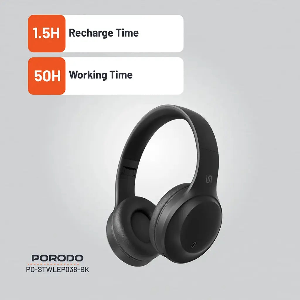 Porodo Soundtec PRIMO Wireless Headphone - Black