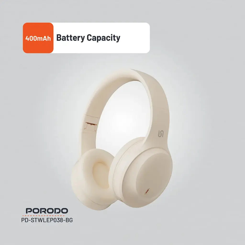 Porodo Soundtec PRIMO Wireless Headphone - Beige