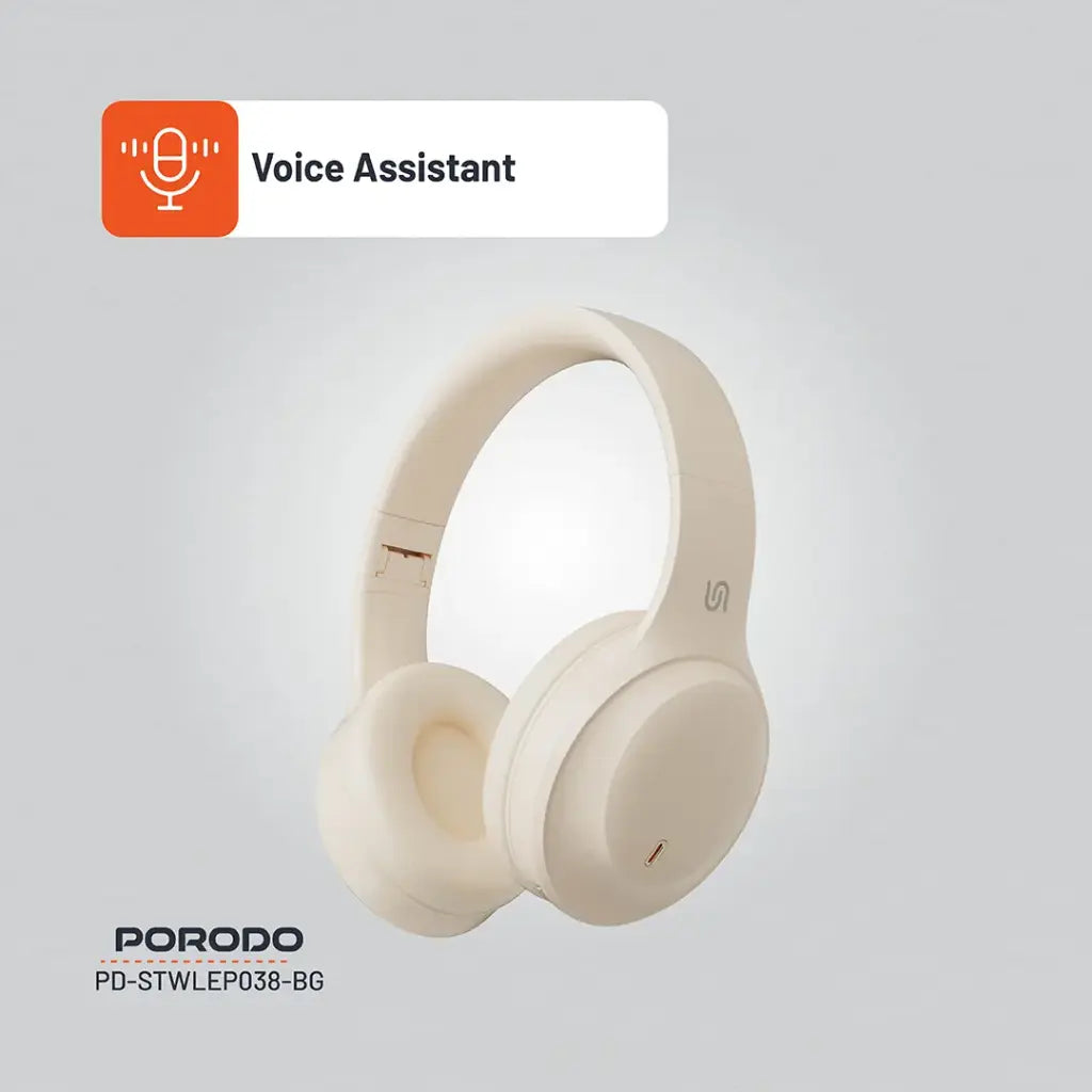 Porodo Soundtec PRIMO Wireless Headphone - Beige
