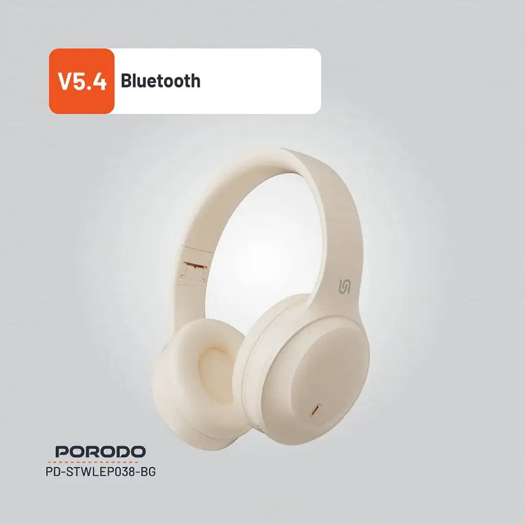 Porodo Soundtec PRIMO Wireless Headphone - Beige