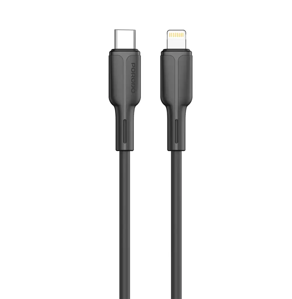 Porodo Tekto USB-C Wall Adapter with Lightning Cable - Black