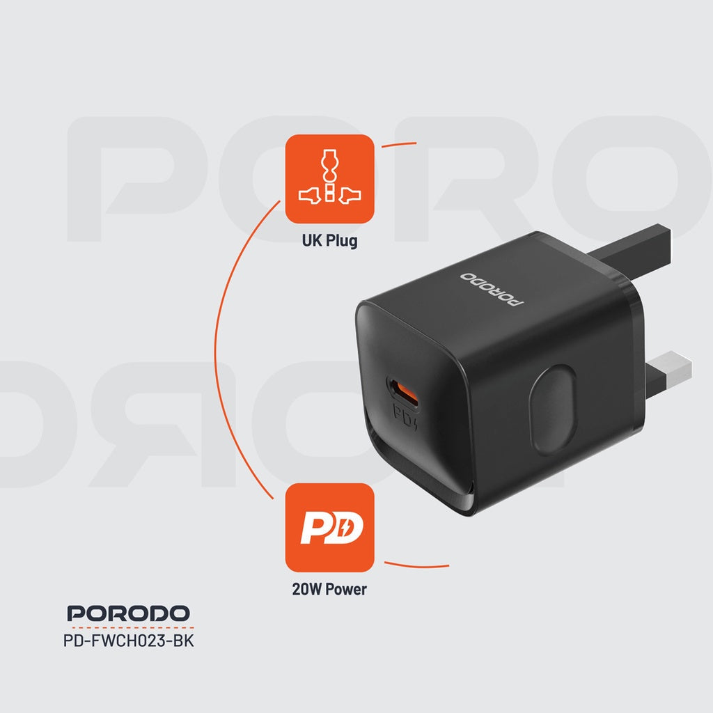 Porodo USB-C Power Delivery Wall Charger - Black