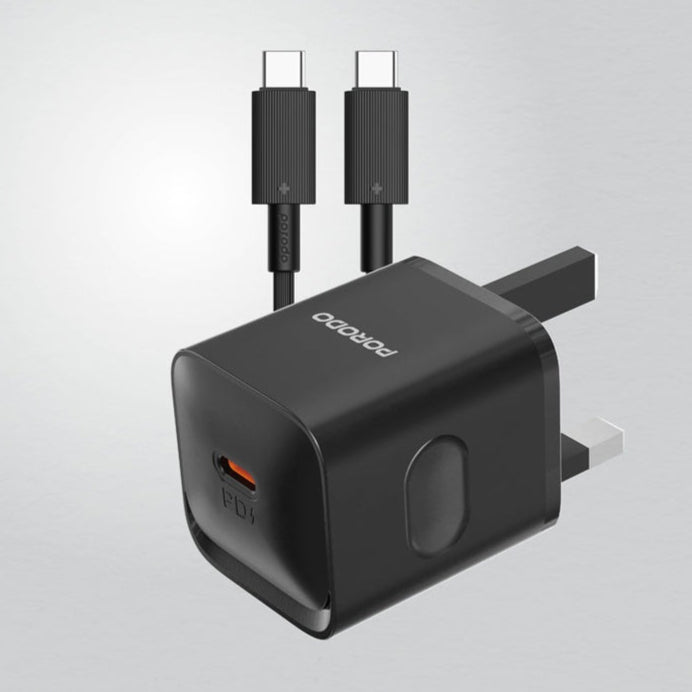 Porodo USB-C Power Delivery Wall Charger with Type-C Cable - Black