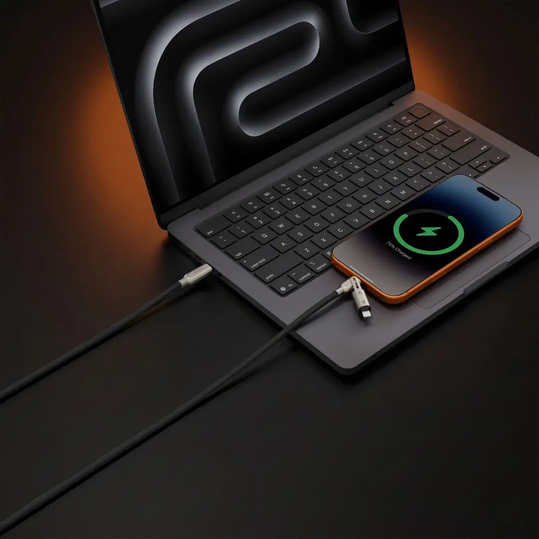 Porodo 2-In-1 100W Braided Cable - Black