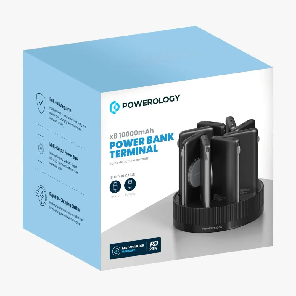 Powerology 8in1 Station 10000mAh PD 120W QC Wireless Power Bank