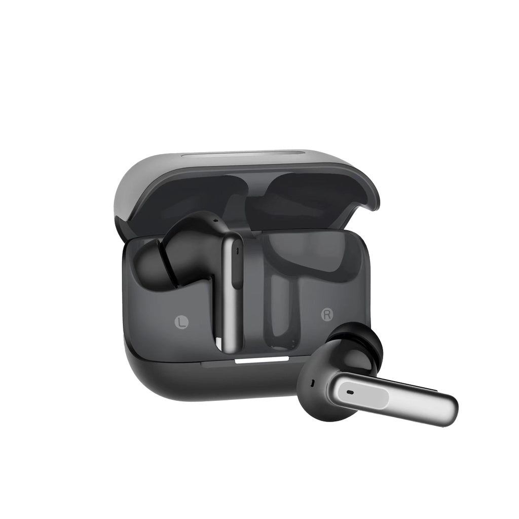 Powerology 6 Mic Hybrid ANC + ENC True Wireless Buds - Black [O] - سماعة باورولوجي - بلوتوث - خاصيه عزل الضوضاء - تدعم التحكم باللمس - كفالة 24 شهر