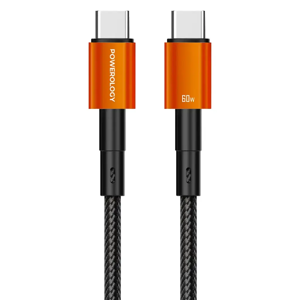 Powerology Nirvano 5-In-1 Power Travel Kit - Black/Orange - حقيبة السفر - 5 في 1 - حقيبة + بطارية متنقلة + شاحن حائط + شاحن سيارة + سلك شحن تايب سي - كفالة 12 شهر