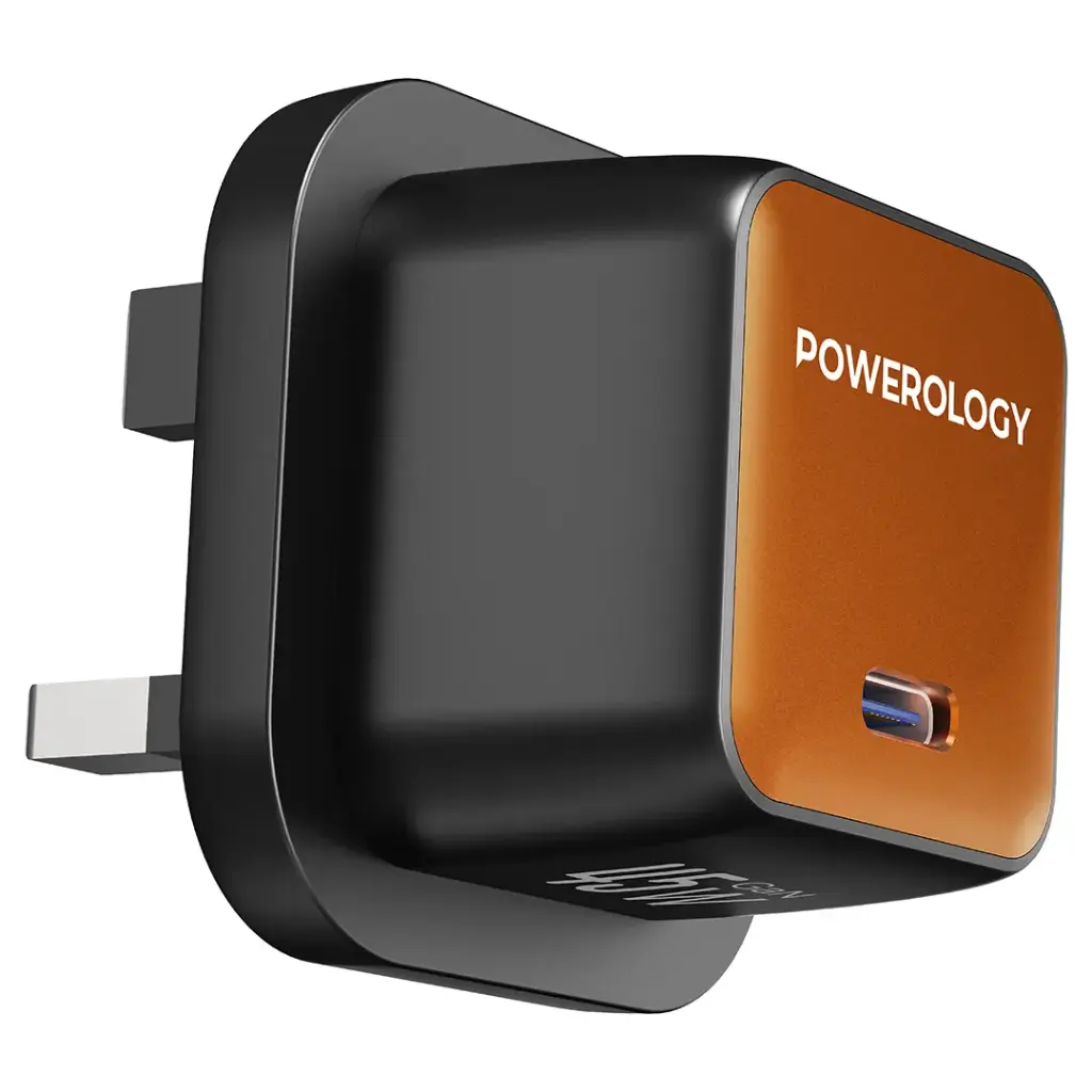 Powerology Nirvano 5-In-1 Power Travel Kit - Black/Orange - حقيبة السفر - 5 في 1 - حقيبة + بطارية متنقلة + شاحن حائط + شاحن سيارة + سلك شحن تايب سي - كفالة 12 شهر