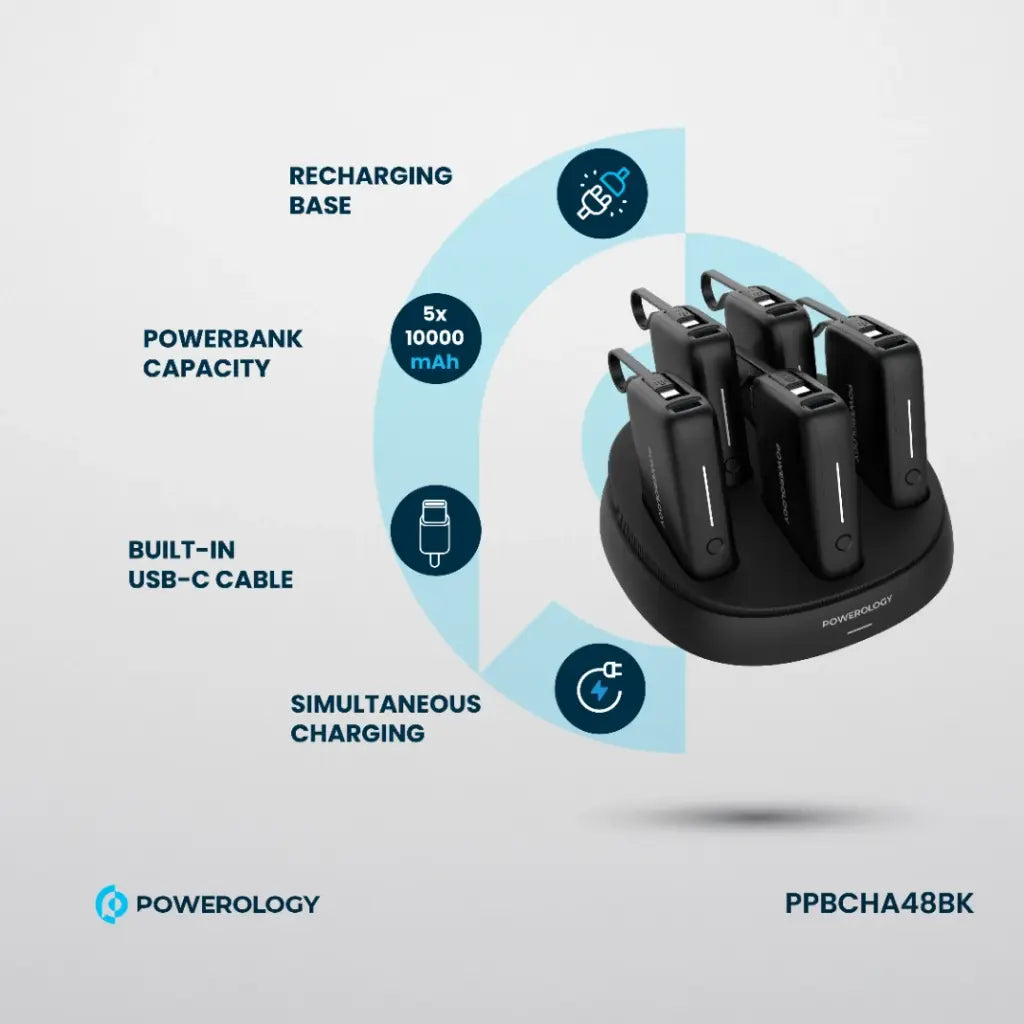 Powerology 8in1 Station 10000mAh PD 120W QC Wireless Power Bank [O] - قاعدة شحن باور بانك - 8 في 1 - كفالة 18 شهر