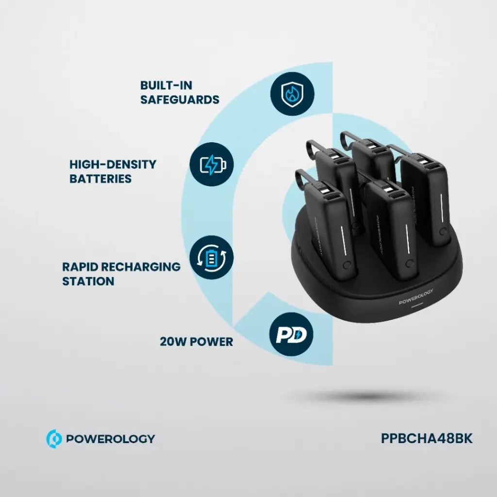 Powerology 8in1 Station 10000mAh PD 120W QC Wireless Power Bank [O] - قاعدة شحن باور بانك - 8 في 1 - كفالة 18 شهر