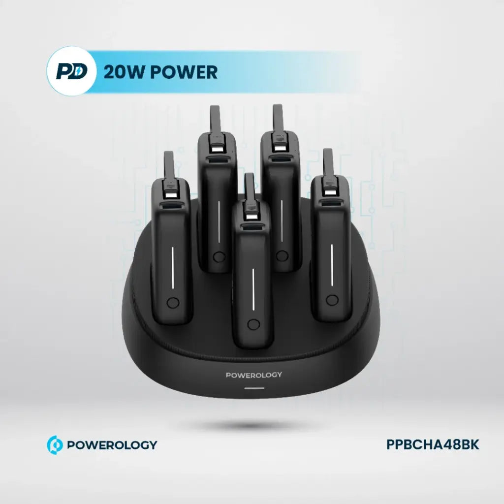 Powerology 8in1 Station 10000mAh PD 120W QC Wireless Power Bank [O] - قاعدة شحن باور بانك - 8 في 1 - كفالة 18 شهر
